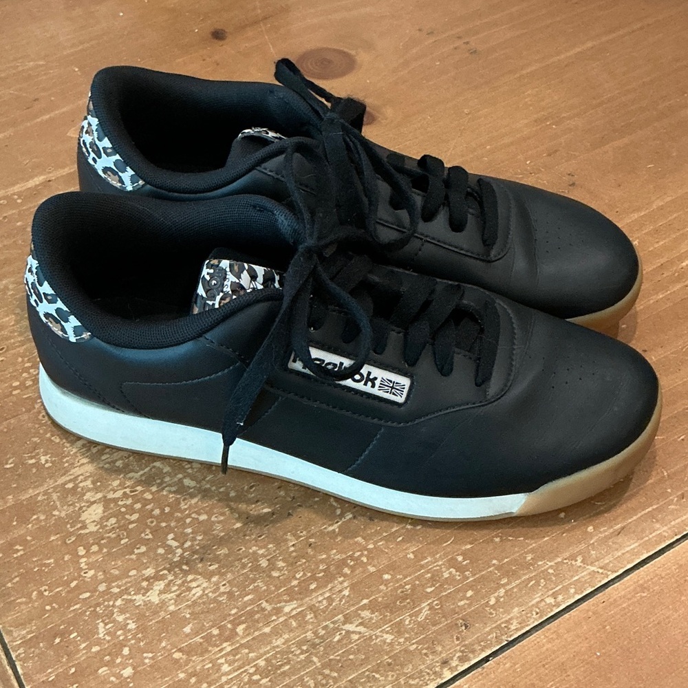 Reebok Women's Black Sneakers with Animal Print